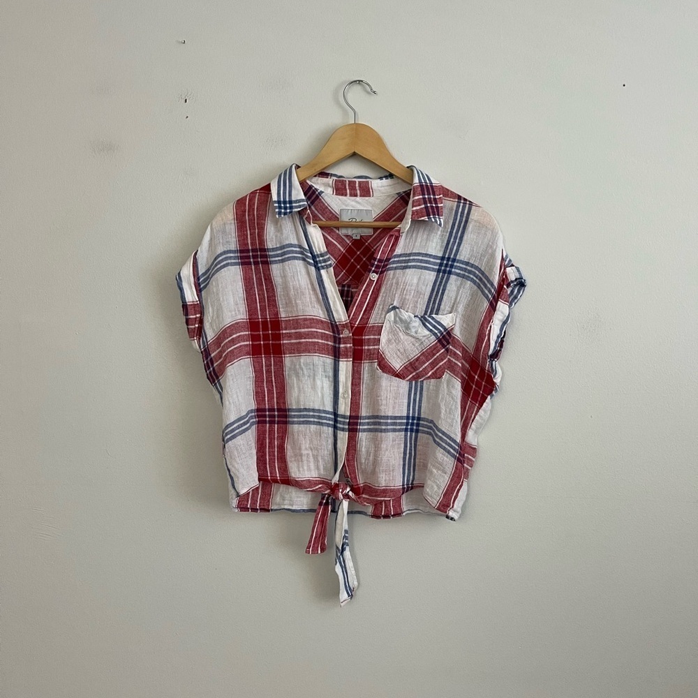 Rails Red White and Blue Plaid Short Sleeve Button Down - Picture 3 of 6
